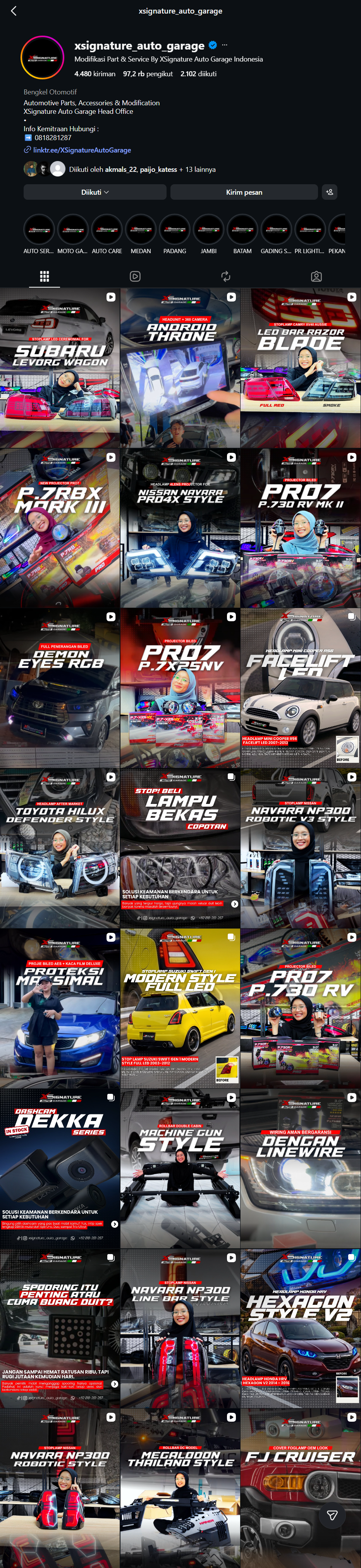 Xsignature Auto Garage Instagram profile screenshot
